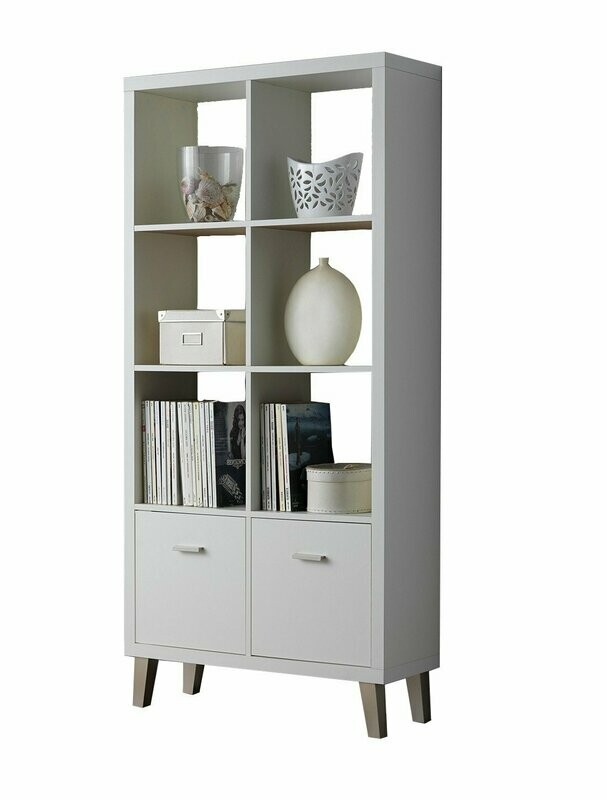 Estantería Venecia 4 huecos y 2 puertas estilo nórdico blanco