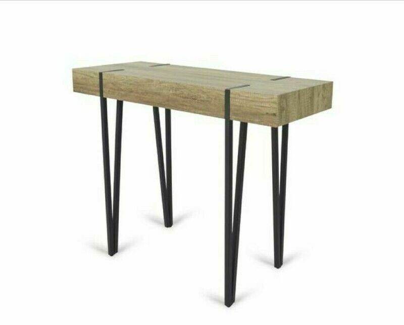 Consola entrada Country roble y patas de metal estilo industrial