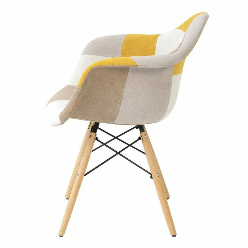 Silla comedor con brazos Sofie patchwork estilo nórdico