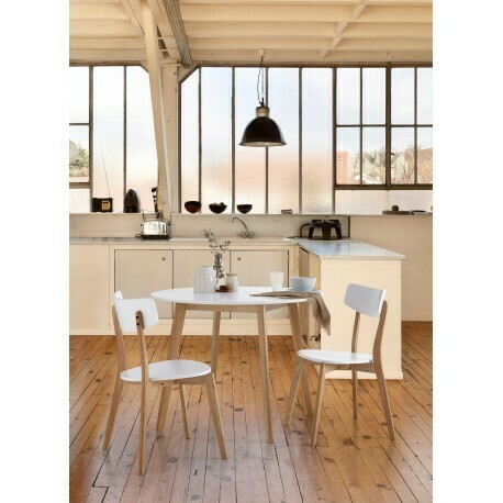 Mesa comedor fija redonda Monna 100 cm. roble/blanco estilo nórdico