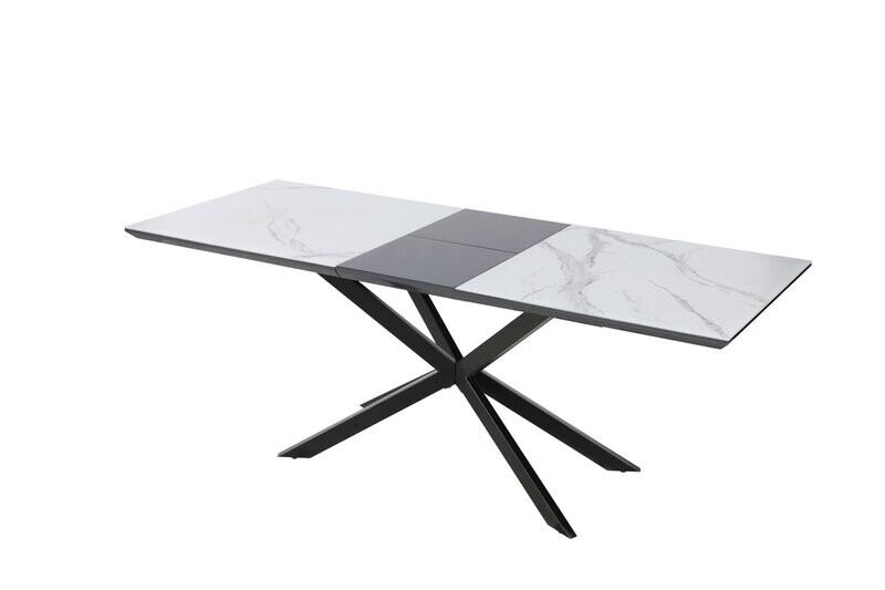 Mesa Comedor Extensible HUDSON efecto mármol patas metálicas