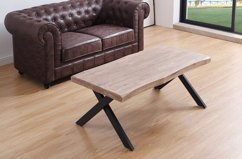 Mesa centro elevable XENA tapa forma roble estilo industrial