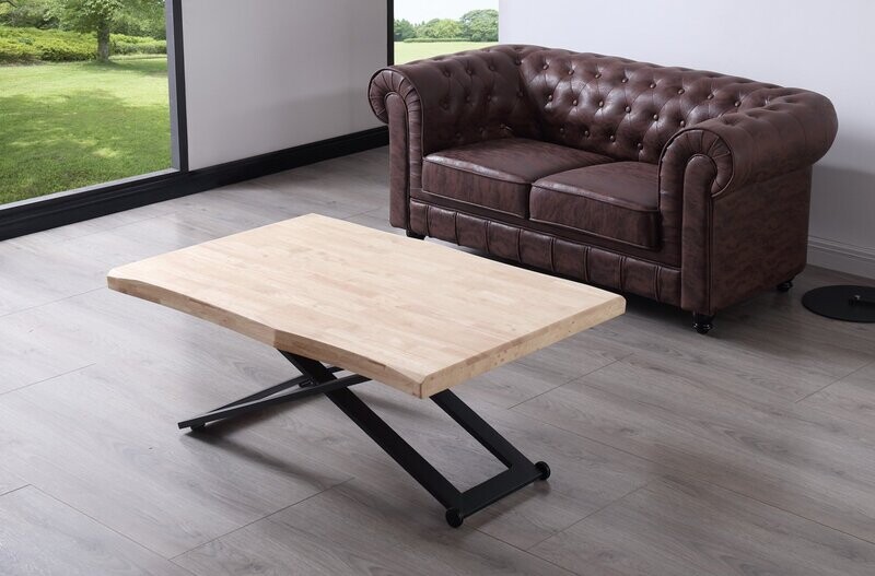 Mesa centro elevable ZOE tapa forma 120 x 80 estilo industrial