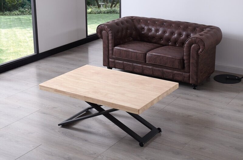 Mesa centro elevable ZOE tapa recta 120 x 80 estilo industrial