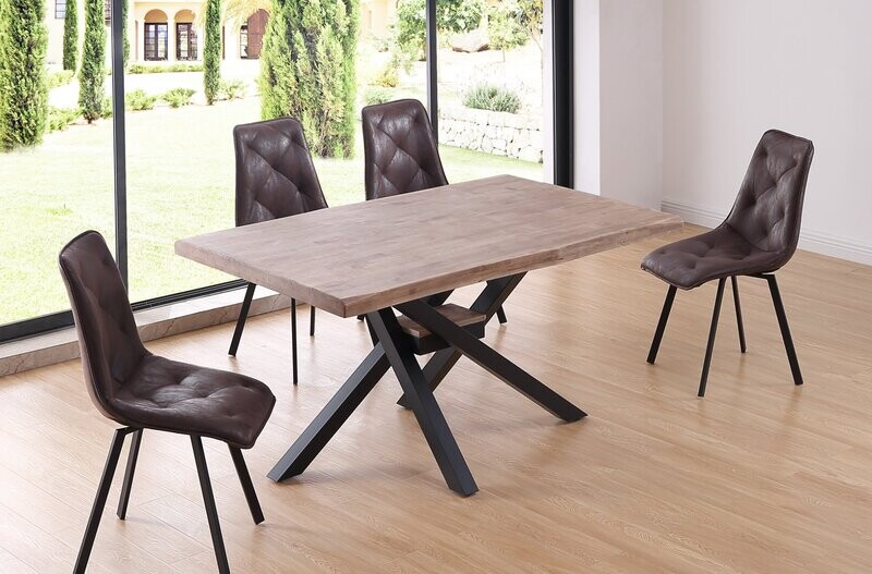 Mesa comedor fija XENA 150 tapa forma roble estilo industrial