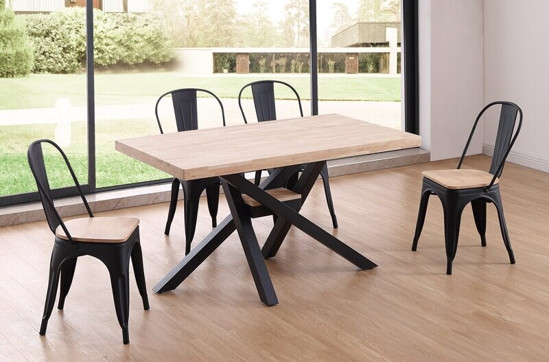 Mesa comedor fija XENA 140 tapa recta roble estilo industrial