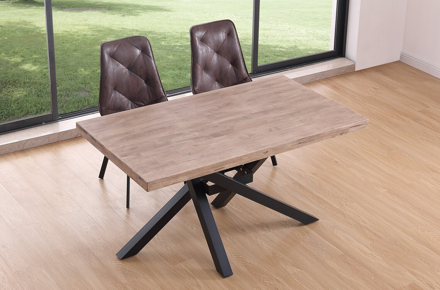 Mesa de comedor fija XENA 160 roble tapa recta estilo industrial
