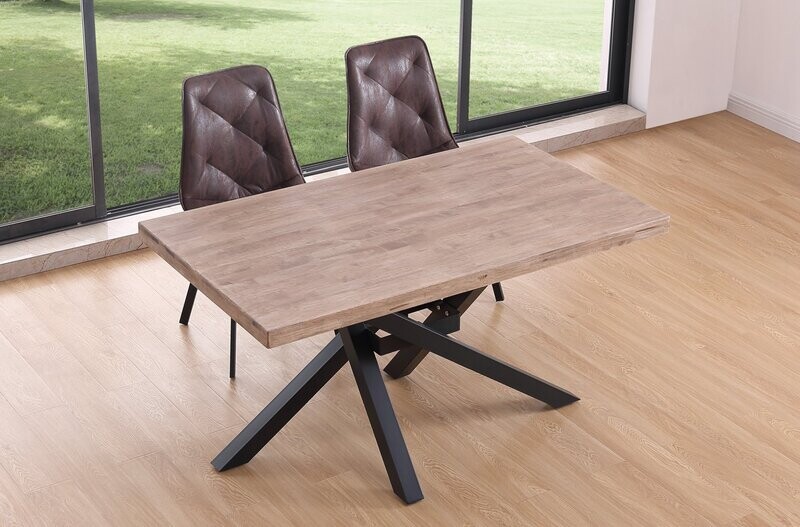Mesa de comedor fija XENA 160 roble tapa recta estilo industrial