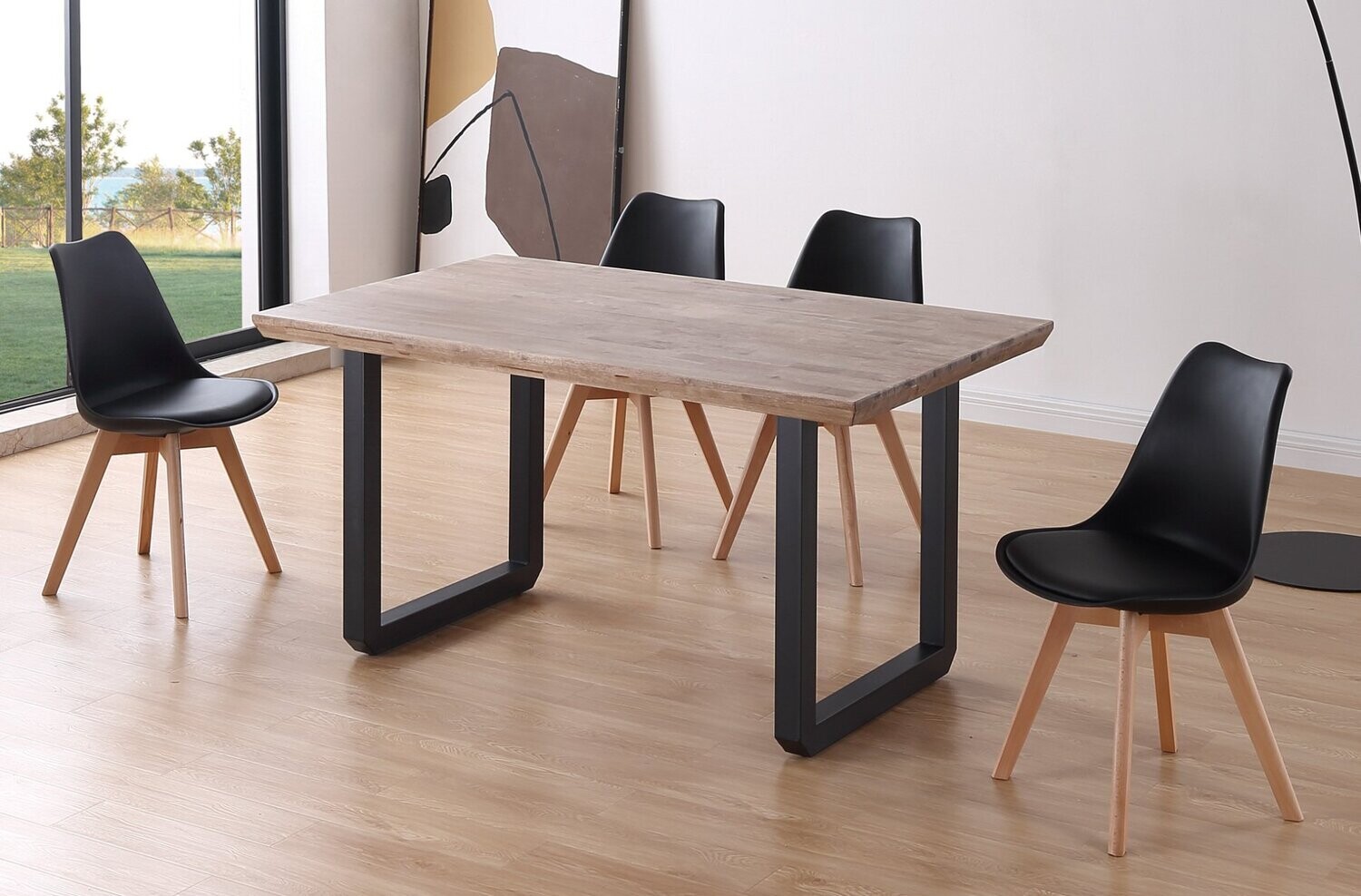 Mesa de comedor fija ROMA roble 150 x 90 estilo industrial