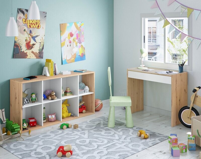 Estanteria de cubos multiposicion Junior roble nodi/blanco artik