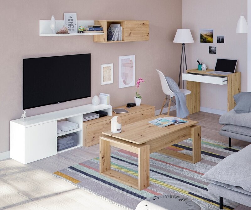 Mesa centro elevable URBAN 105 x 50 roble nodi