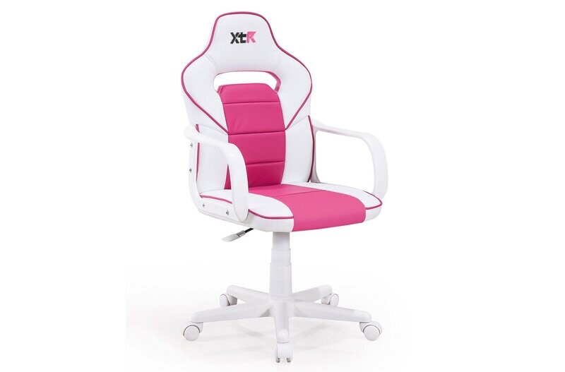 Sillón gamer infantil XTR junior similpiel blanco/fresa