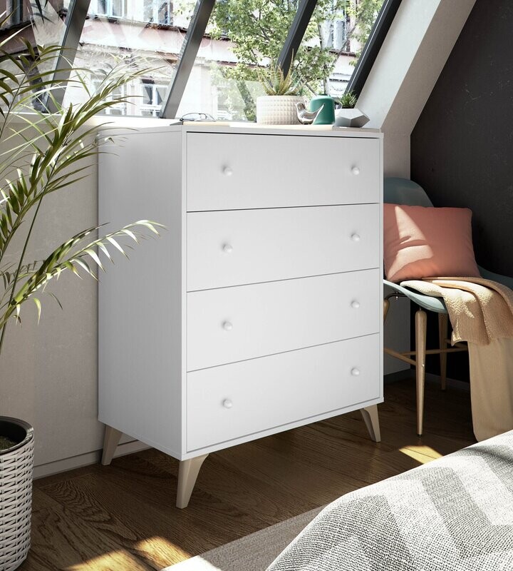 Comoda Dreams 4 cajones estilo nordico blanco artik