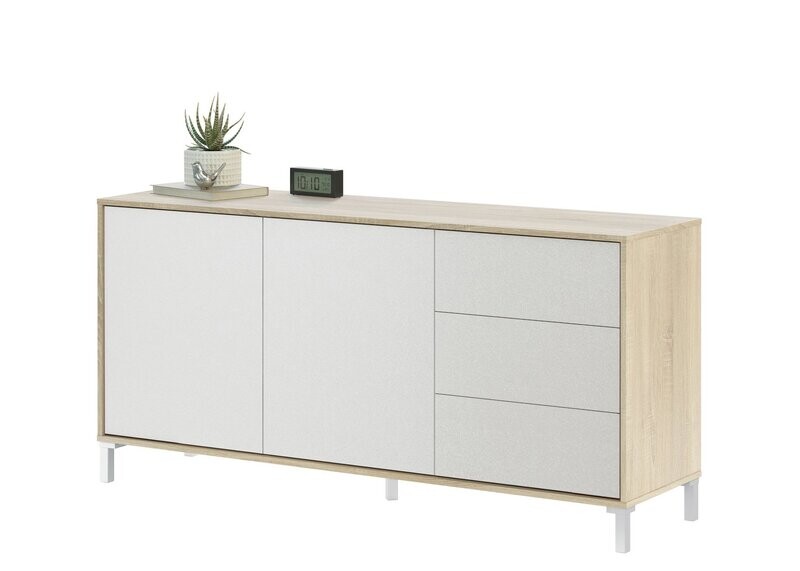 Aparador 2 puertas + 3 cajones Urban Plus roble canadian/blanco artik