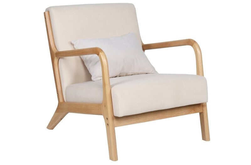 Butaca Tokio microfibra beige base de madera