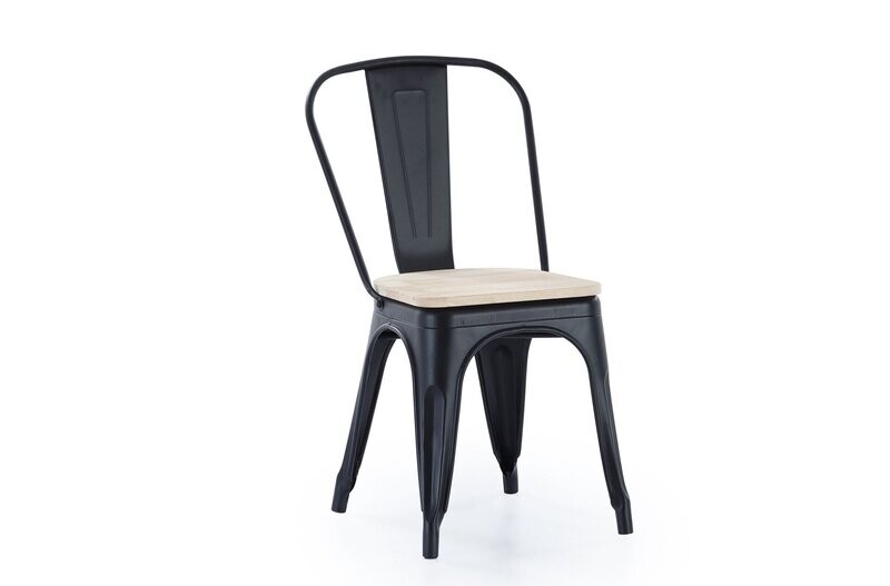Silla comedor Tolix metálica asiento madera estilo vintage