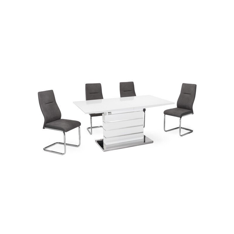 Mesa comedor extensible Tormes blanco y acero 140 x 80