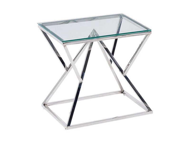 Mesa auxiliar KEOPS cristal y metal estilo moderno