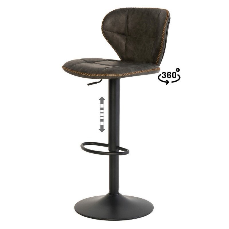 Taburete PIPER estilo industrial polipiel y metal regulable en altura