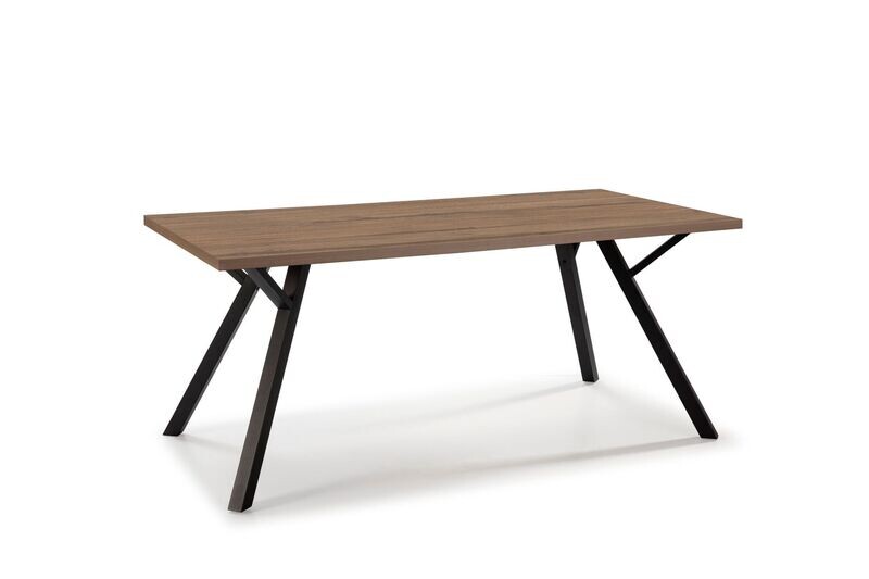 Mesa comedor Paola 160 x 90 nogal/negro estilo industrial