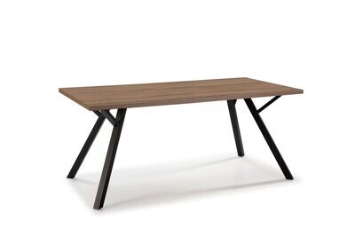 MESA COMEDOR PAOLA 160 x 90 NOGAL/NEGRO ESTILO INDUSTRIAL