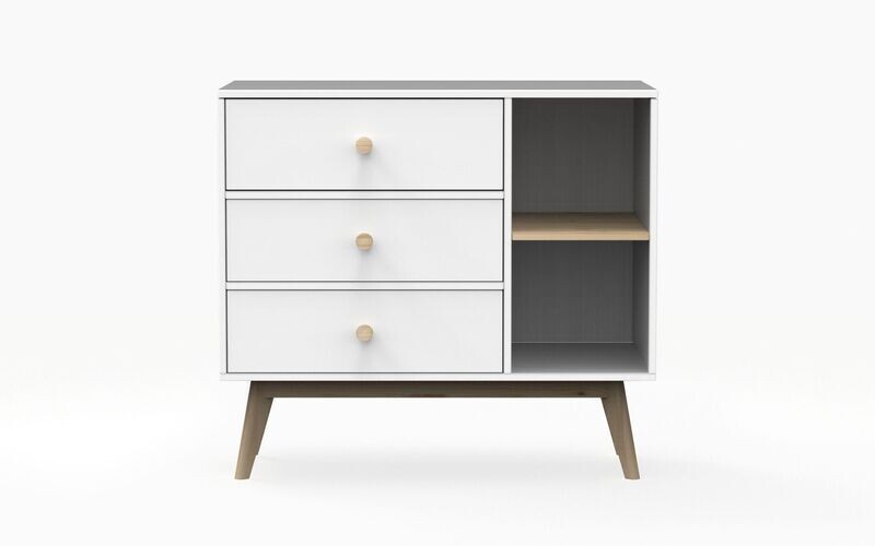 Comoda ESTEBAN  3 cajones y 2 huecos estilo nordico