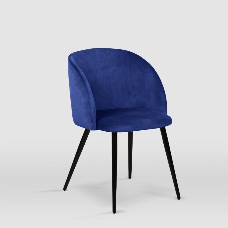 Silla comedor con brazos KEREN terciopelo patas negras estilo industrial