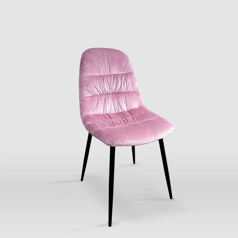 Silla comedor WEI terciopelo rosa patas negras estilo industrial