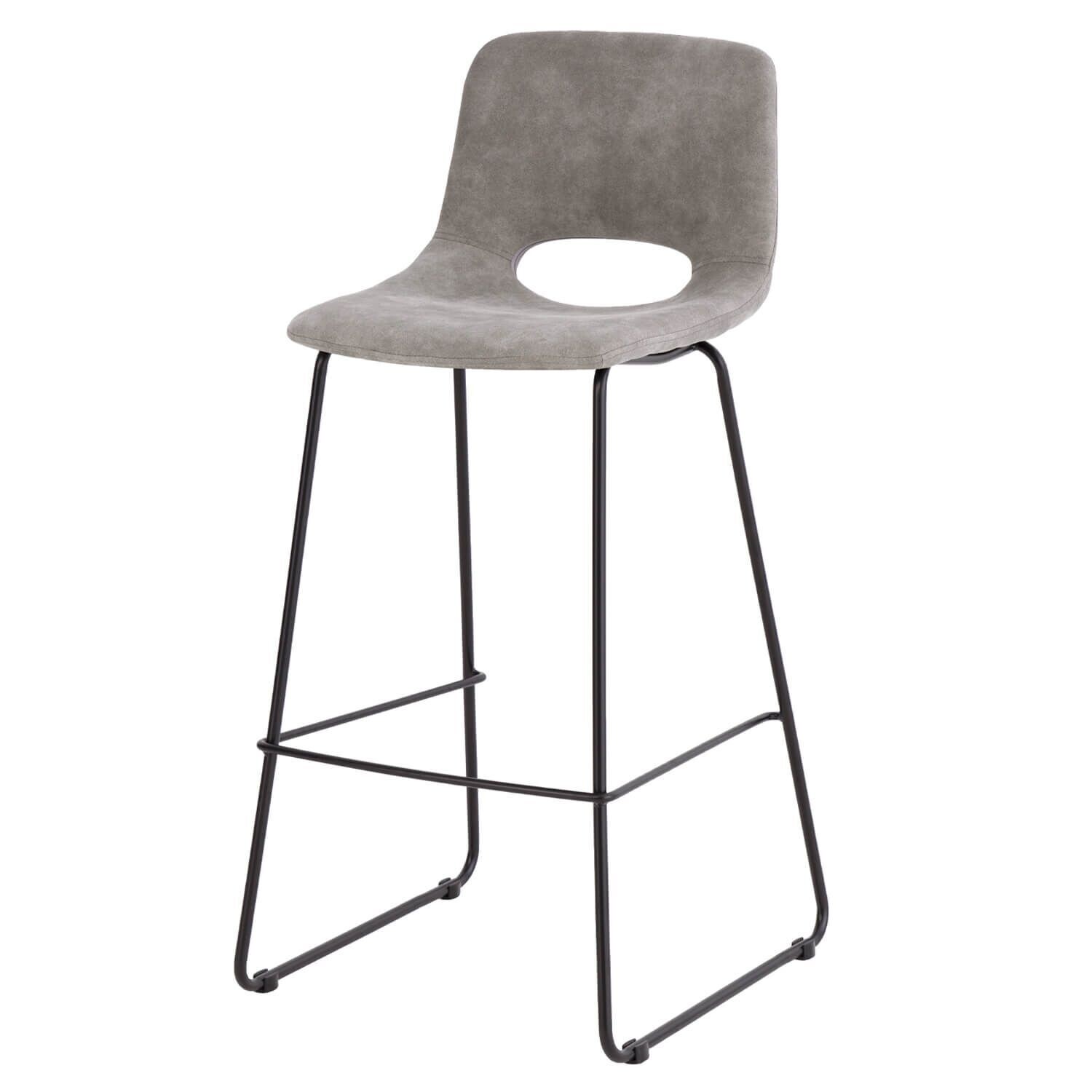 Taburete Aato ROWAN tapizado efecto cuero estilo industrial, COLOR: GRIS CLARO
