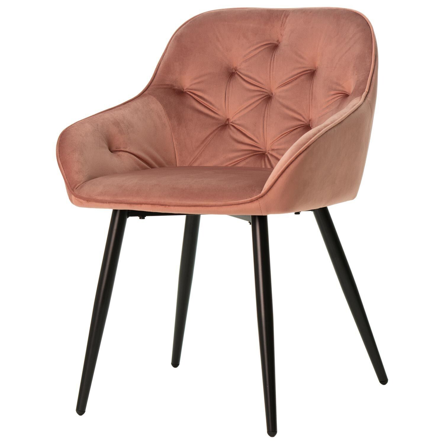 Silla comedor BLANCHE terciopelo coral patas metálicas estilo industrial