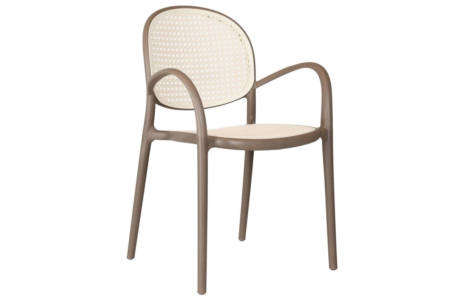 Sillón comedor MASIA polipropileno topo imitacion ratán