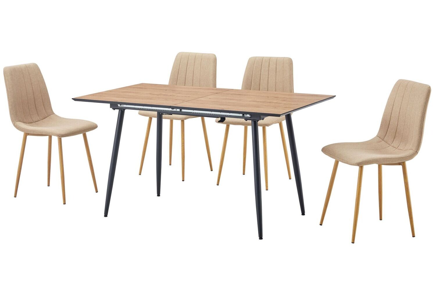 Mesa comedor extensible ARTIC 140 x 80 estilo industrial roble/negro