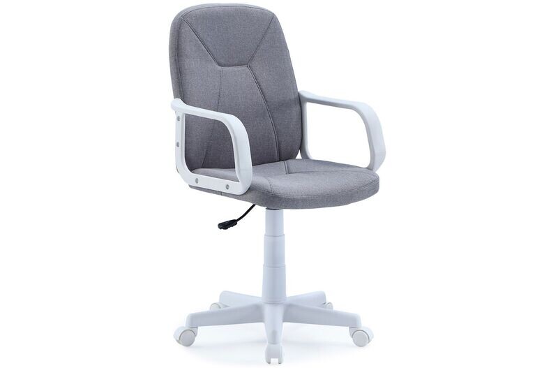 Sillón giratorio GENESIS tejido gris base blanca estilo moderno