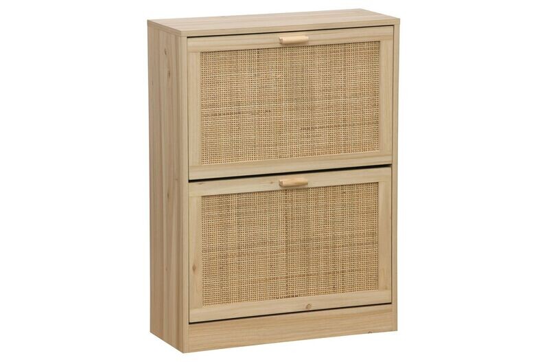 Zapatero DECOR 60x24 cm pino/rattan estilo industrial