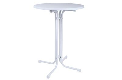 Mesa alta plegable redonda Eventos 80 cm blanca con funda