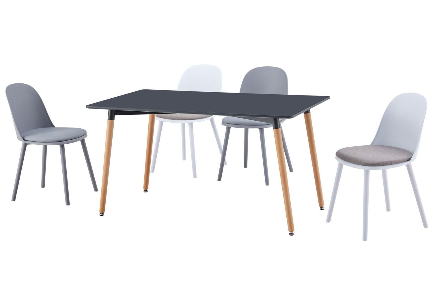 Mesa comedor fija 140 x 80 Nordika gris patas haya