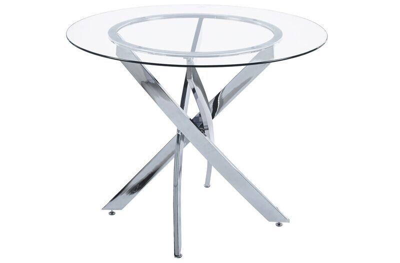 Mesa comedor redonda Thunder 100 cm. cristal/cromo