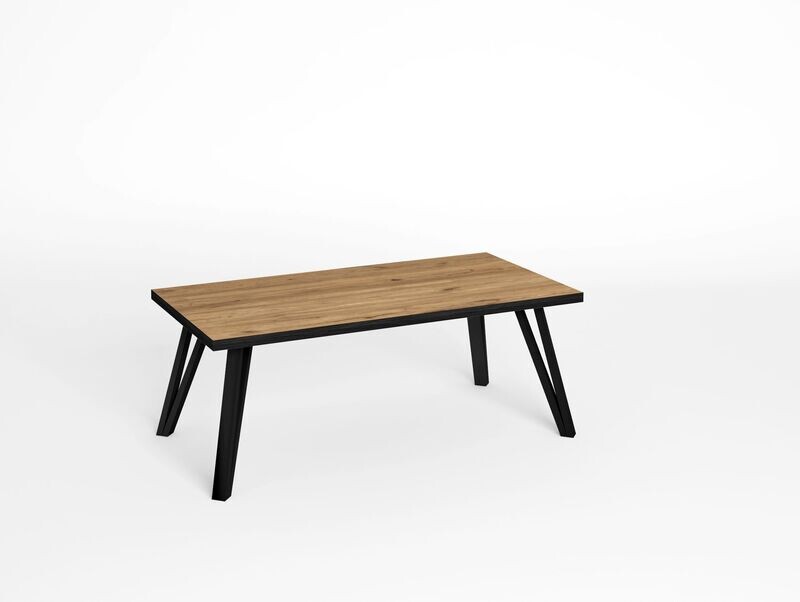 Mesa centro SINDI 120 x 60 cm roble y metal estilo industrial