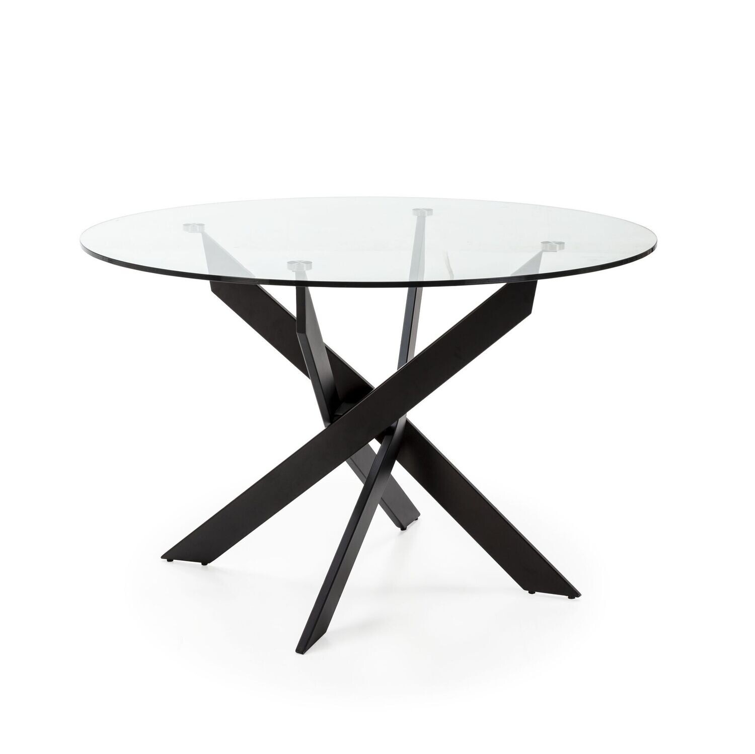 Mesa comedor redonda Ruth 120 cm cristal pata negra
