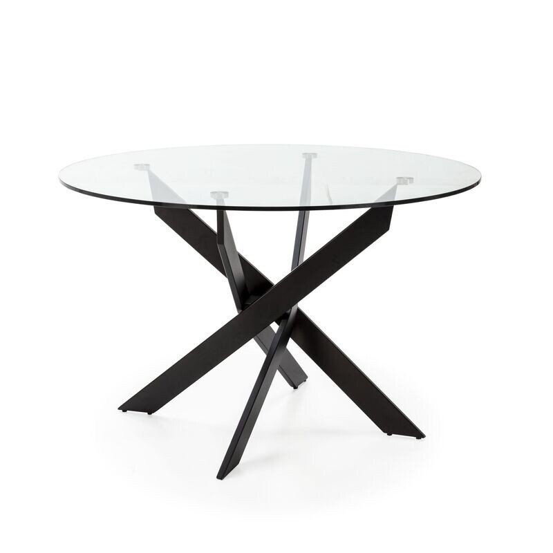 Mesa comedor redonda Ruth 120 cm cristal pata negra
