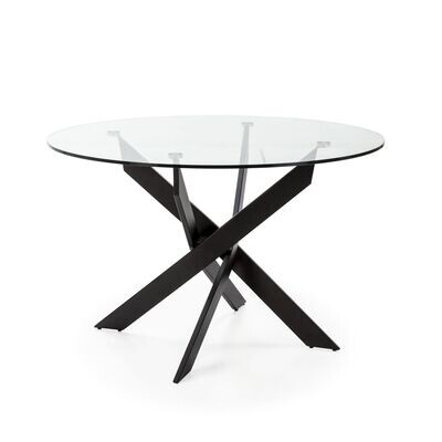 MESA COMEDOR REDONDA RUTH 120 CM CRISTAL PATA NEGRA