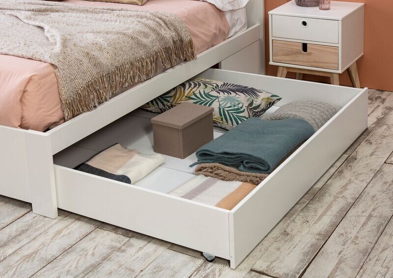 Cama Gabi 135/140 con cajón blanco/cera incluye somier