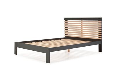 Cama Vectra 140 x 190 antracita/roble estilo nórdico