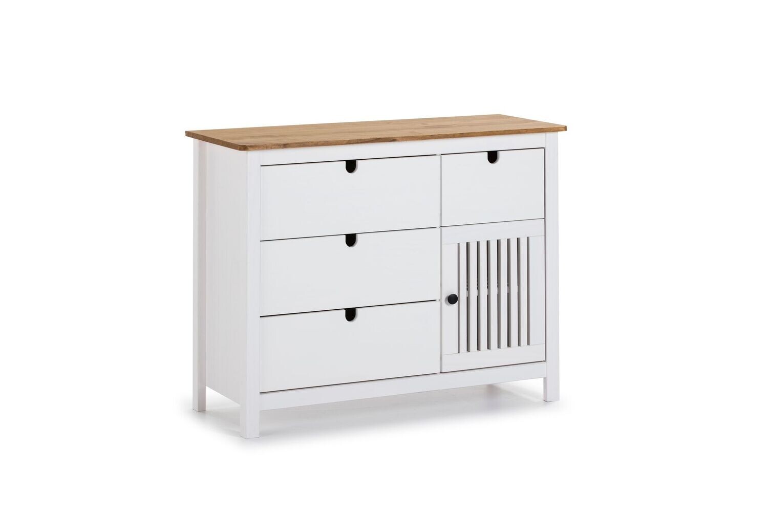 Comoda Bruna 3 cajones + 1 cajón 1 puerta cera/blanco