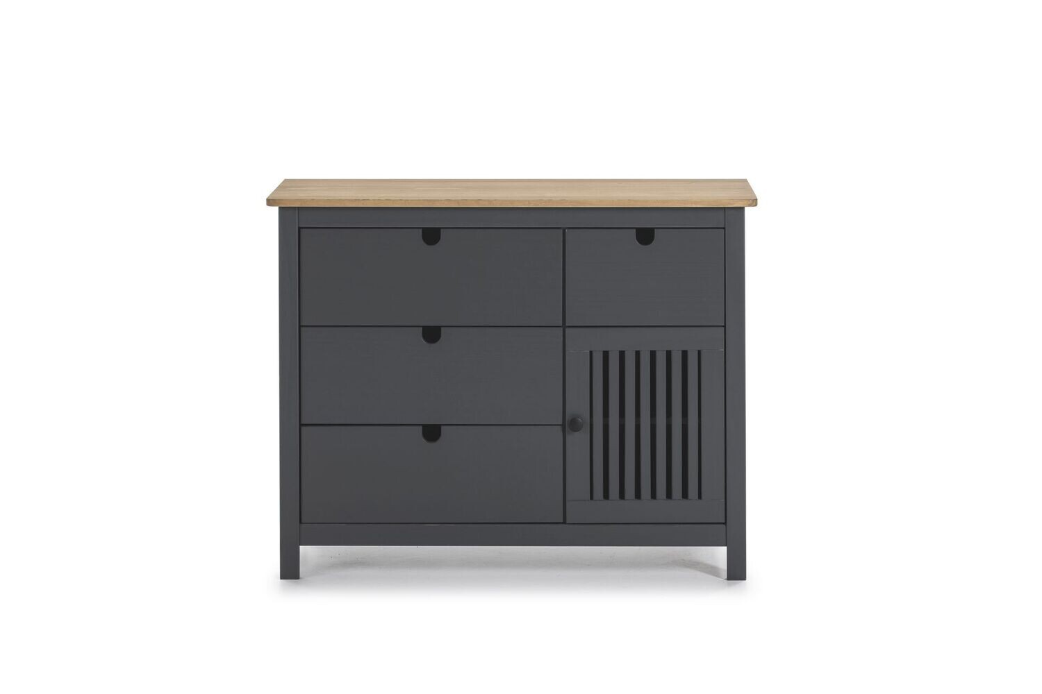 Comoda Bruna 3 cajones + 1 cajón y puerta cera/gris antracita