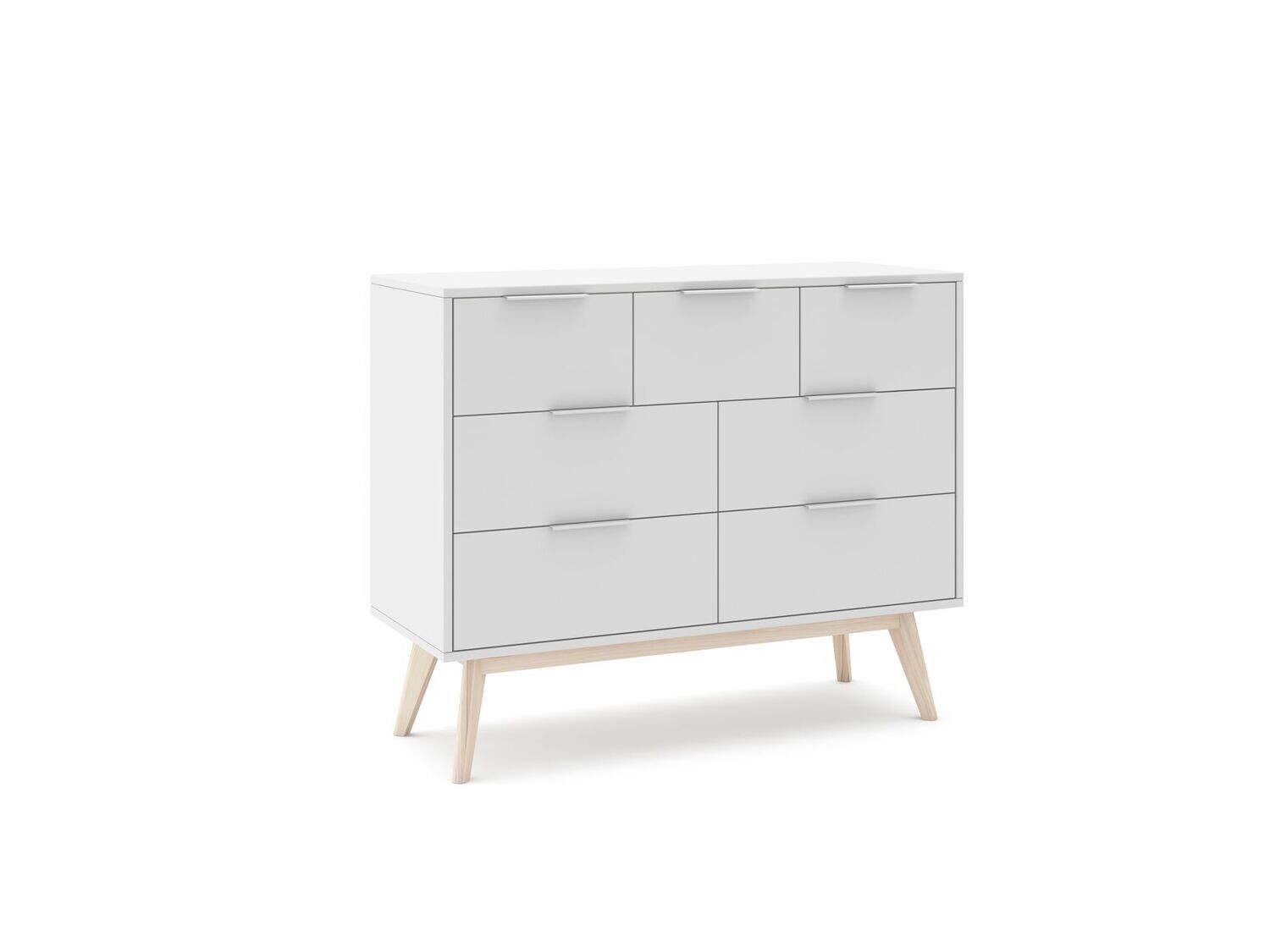 Comoda Campus 4 + 3 cajones blanco/cera estilo nórdico