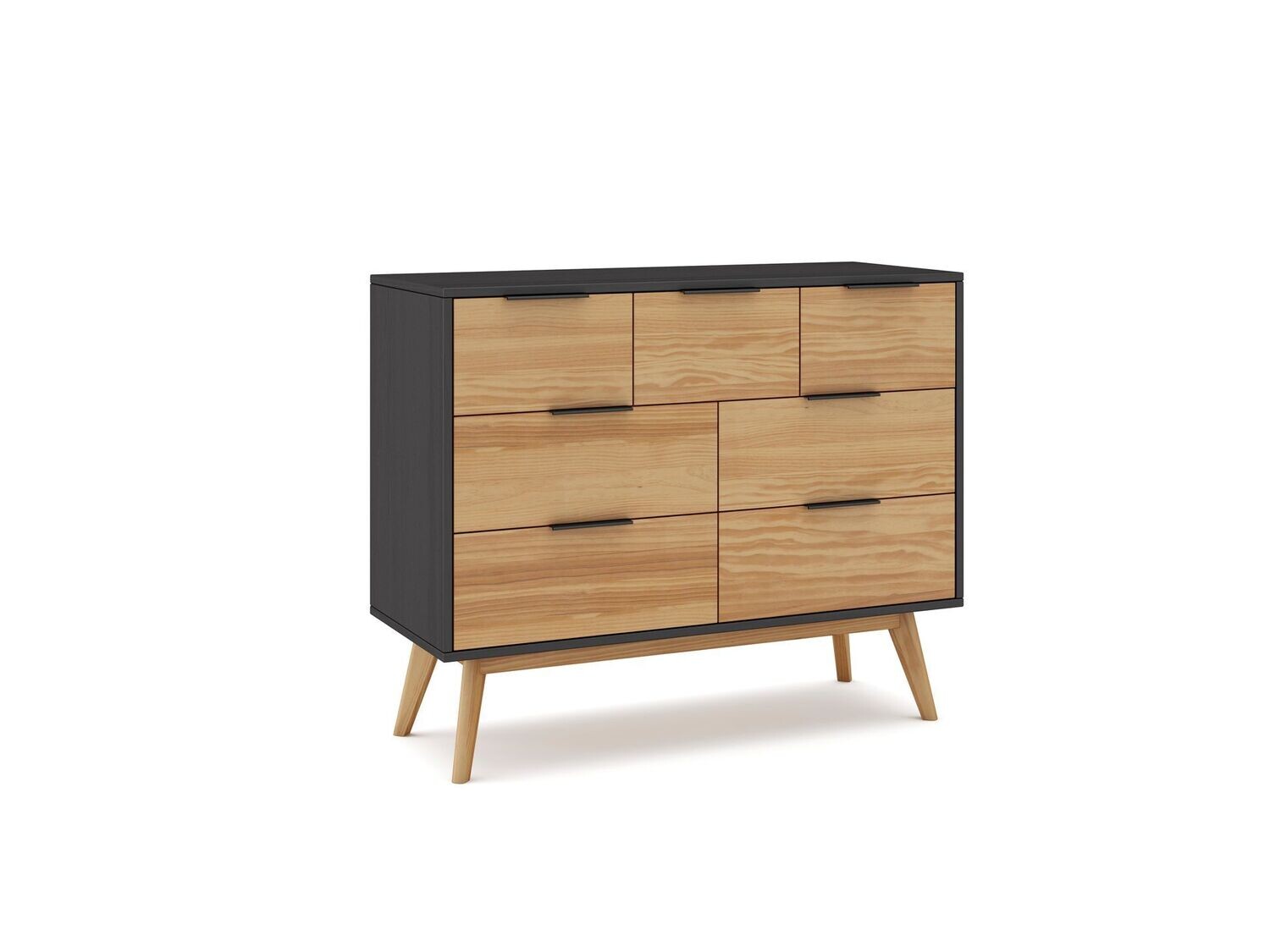 Comoda Lavis 4 + 3 cajones pino bocamina/cera