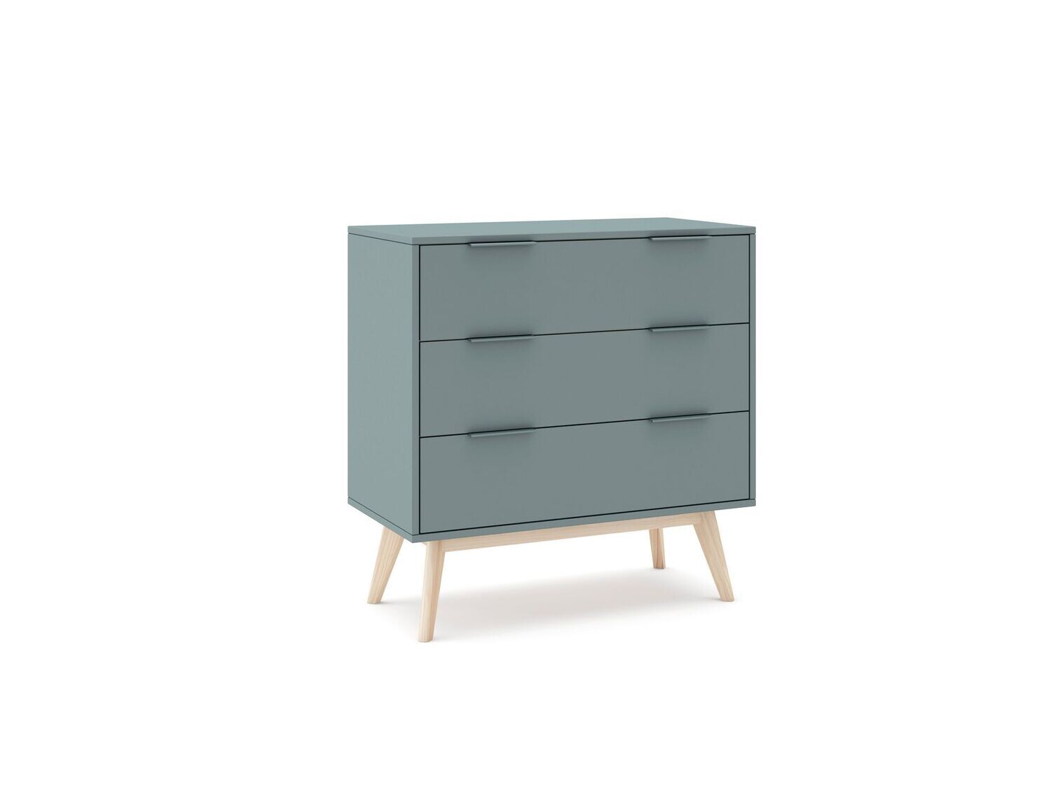 Cómoda Pisco 3 cajones verde kaki/cera estilo nordico