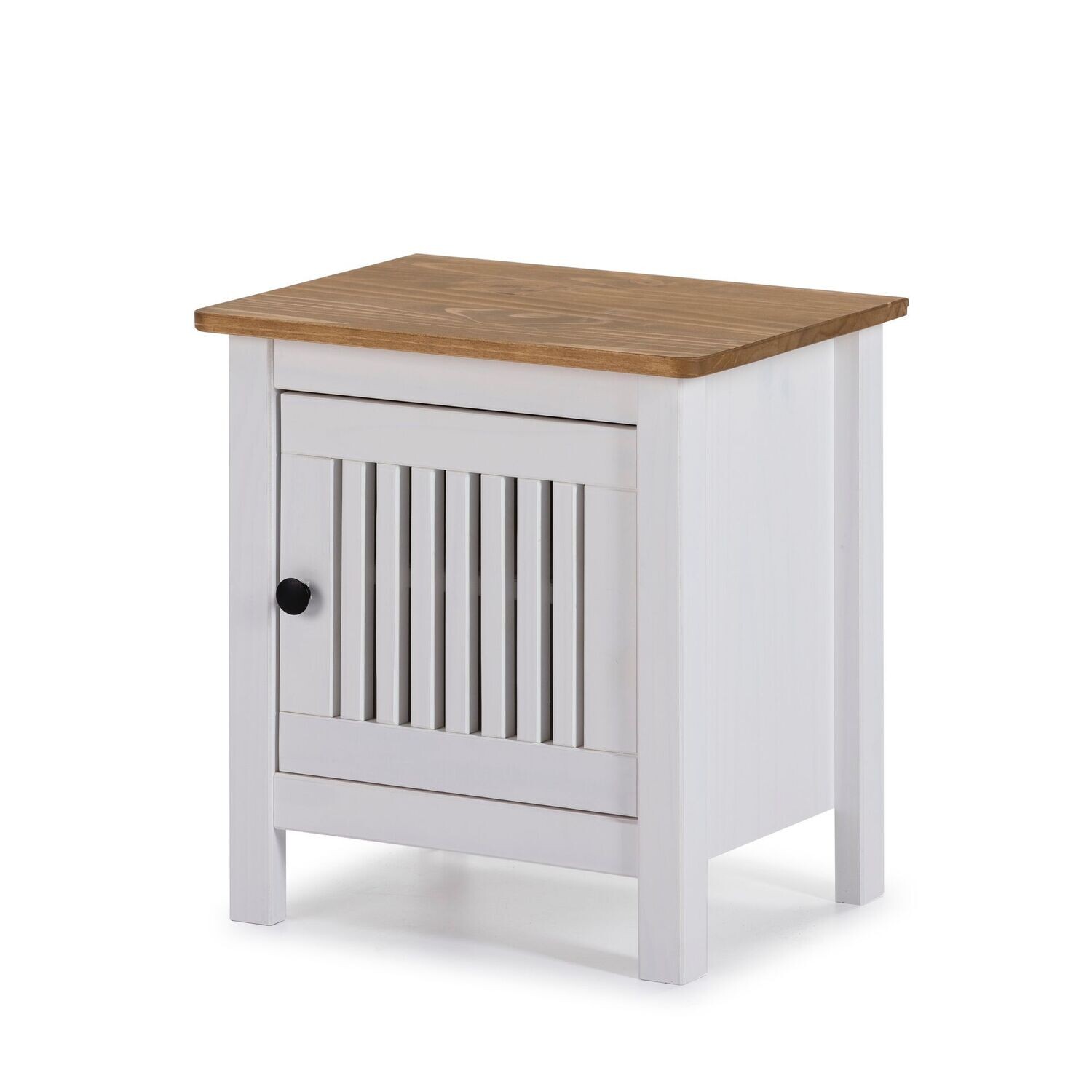 Mesita de noche Bruna 1 puerta blanco/cera estilo nórdico