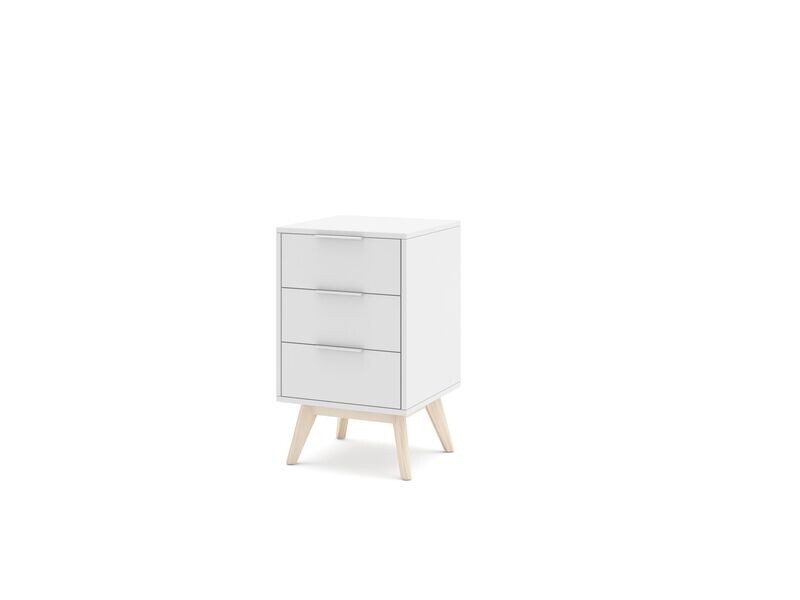 Mesita de noche Campus blanco/cera 3 cajones estilo nórdico